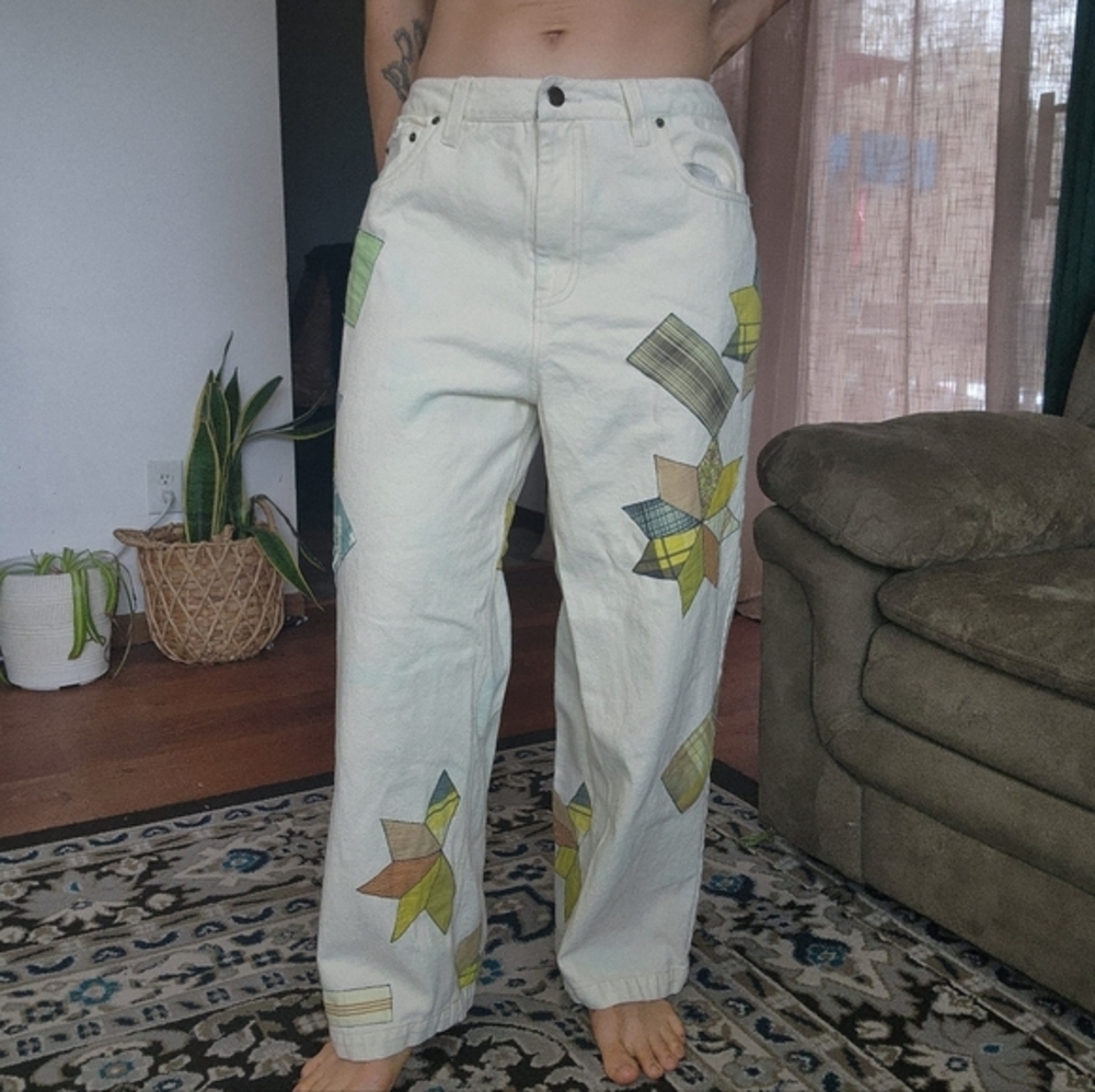 Kimchi Blue Straight Leg Patchwork Pants size 32 - Picture 2 of 11